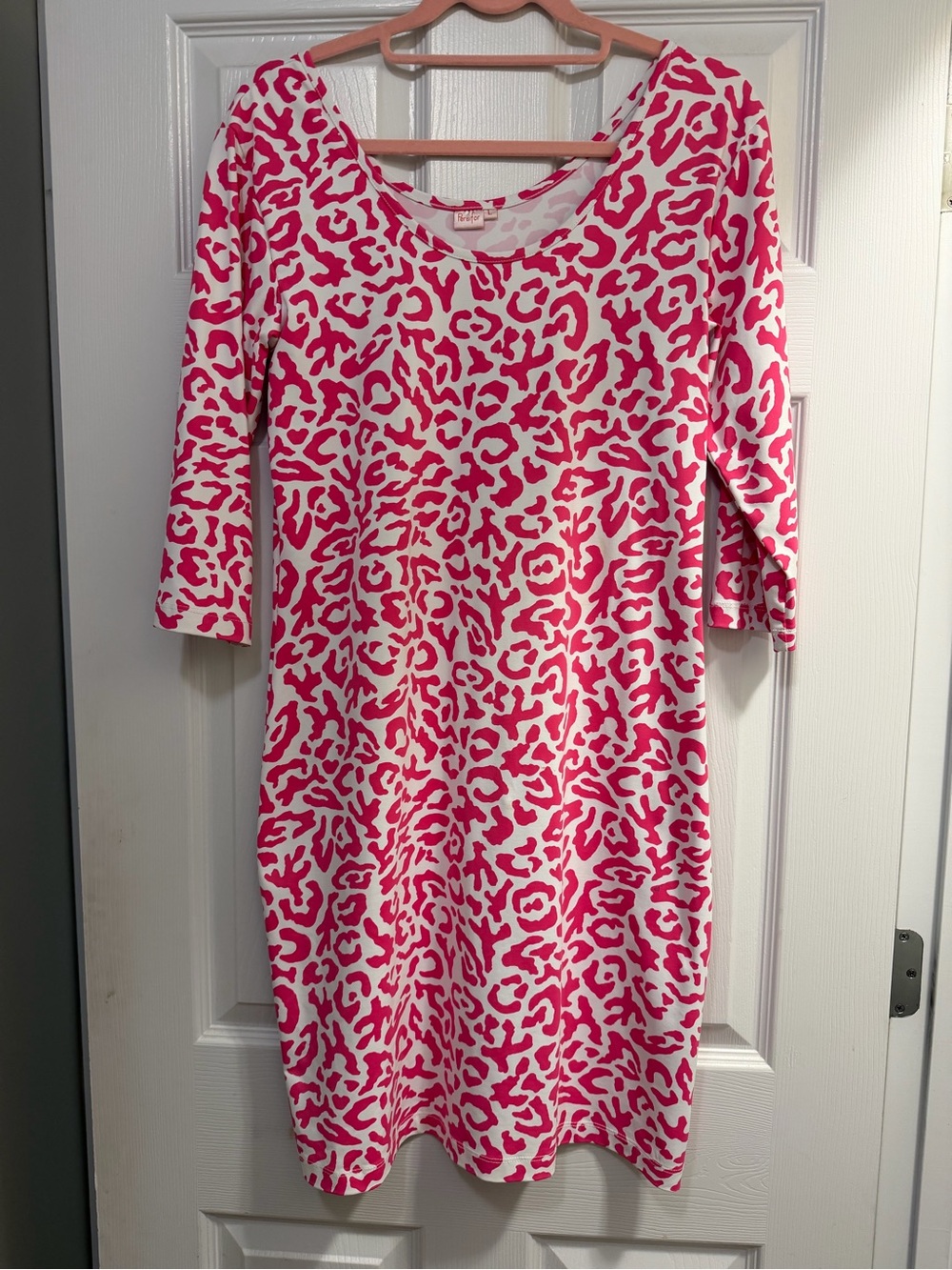 Vibrant Pink Printed Scoop-Neck Midi Dress